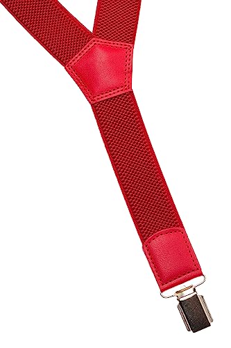 Junior/Childrens 5-12 yrs fully adjustable Elasticated Clip on 'Y' Braces/Suspenders - Red