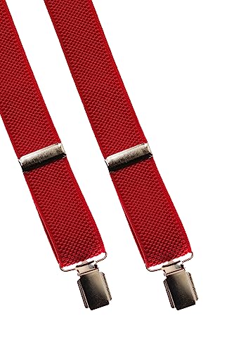 Junior/Childrens 5-12 yrs fully adjustable Elasticated Clip on 'Y' Braces/Suspenders - Red
