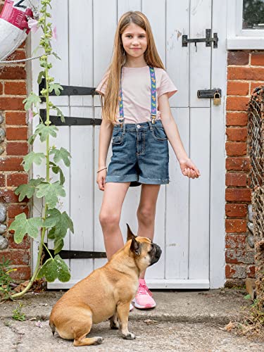 Olata Children’s Elasticated Dinosaur Design Y-Shape Braces/Suspenders (1-5 Years) - 2.5cm. Light Blue