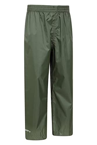 Mountain Warehouse Pakka Kids Waterproof Over Trousers - Taped Seams Rain Pants, Lightweight, Rip-Stop Overpants, Packaway Bag - for Spring Summer, Walking, Travelling Khaki 3-4 Years