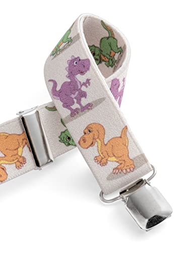 Olata Children’s Elasticated Dinosaur Design Y-Shape Braces/Suspenders (1-5 Years) - 2.5cm. Light Blue