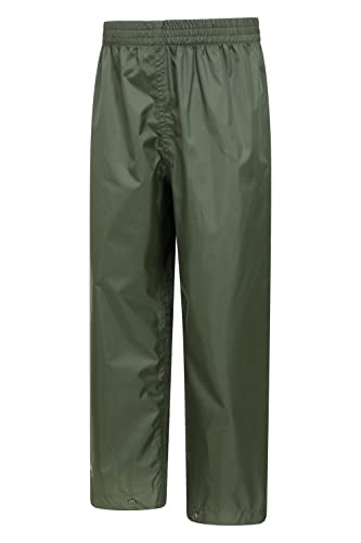 Mountain Warehouse Pakka Kids Waterproof Over Trousers - Taped Seams Rain Pants, Lightweight, Rip-Stop Overpants, Packaway Bag - for Spring Summer, Walking, Travelling Khaki 3-4 Years