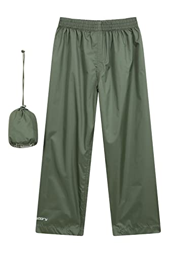 Mountain Warehouse Pakka Kids Waterproof Over Trousers - Taped Seams Rain Pants, Lightweight, Rip-Stop Overpants, Packaway Bag - for Spring Summer, Walking, Travelling Khaki 3-4 Years