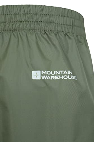 Mountain Warehouse Pakka Kids Waterproof Over Trousers - Taped Seams Rain Pants, Lightweight, Rip-Stop Overpants, Packaway Bag - for Spring Summer, Walking, Travelling Khaki 3-4 Years