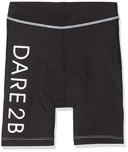 Dare2b Kids Unisex Reflective Lightweight Cycling Short | Moisture Wicking Fabric, Quick Drying, Moulded Double Density Insert & Gel Gripper at Hem Black