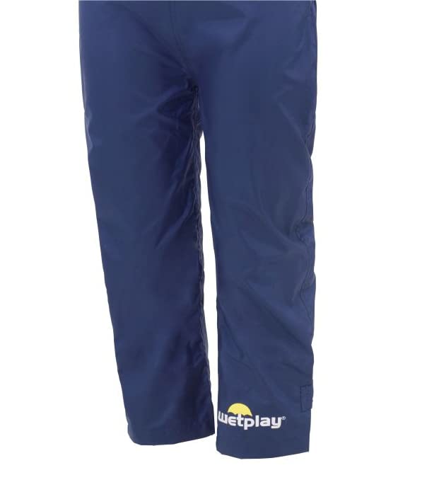 Wetplay KIDS WATERPROOF DUNGAREES RAIN OVER TROUSERS BOYS GIRLS CHILDS CHILDRENS (9-10 Years, Navy Blue)