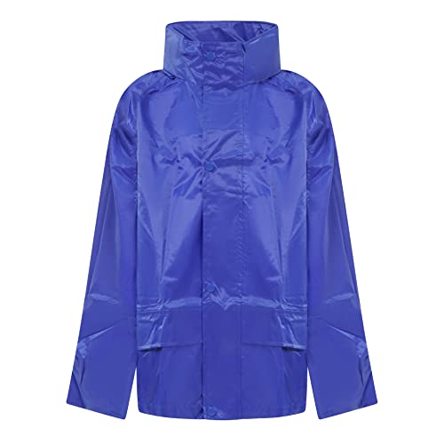 Kids Waterproof Jacket & Trousers Suit Set in Black, Navy Blue or Royal Blue Childs Childrens Boys Girls WR225J (7-8 Years, Royal Blue)