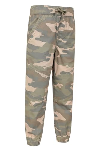 Mountain Warehouse Camo Kids Trousers - 100% Cotton Childrens Pants, Reinforced Knees Girls & Boys Bottoms, Stretch Cuffs - Best for Walking, Travelling, Outdoors Camouflage 13 Years