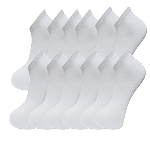 12 pairs Children's BOYS GIRLS sport performance Trainer low cut socks (10 - 13 yrs white)