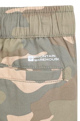 Mountain Warehouse Camo Kids Trousers - 100% Cotton Childrens Pants, Reinforced Knees Girls & Boys Bottoms, Stretch Cuffs - Best for Walking, Travelling, Outdoors Camouflage 13 Years