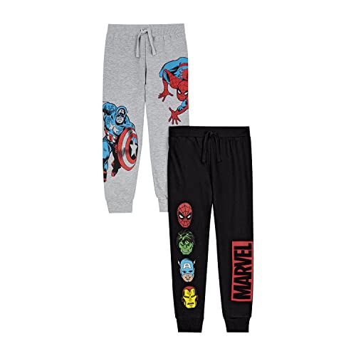 Marvel Boys Jogging Bottoms Pack of 2, 2PK Tracksuit Bottoms, Spiderman Captain America Hulk Merchandise (4-5 Years) Black
