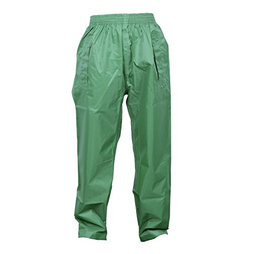 DRY KIDS Childrens Waterproof Over Trousers. Boys and Girls Rainwear for Outdoor Play, Green, 9-10 Years