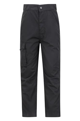 Mountain Warehouse Active Kids Trousers - Lightweight, Fast Drying All Season Pants, Shrink & Fade Resistant Casual Bottoms - for Spring Summer, Travelling, Camping Black 5-6 Years