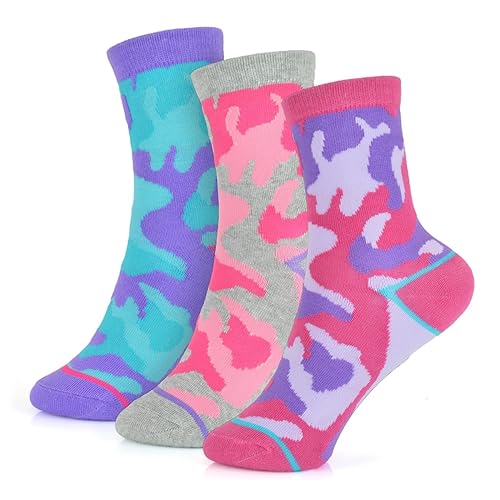 A2Z 4 Kids Girls Camouflage & Animal Stylish Pack of 3 Comfortable - Socks AZ197 Camo 3 Pack 3-6 (9-12)