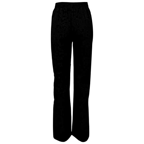 Girls Back To School Pull Up Half Elasticated Waist Trousers Kids Children Stretch Waistband Comfort Fit Casual Formal Uniform Plain Nursery Pull On Pants Bottom Legging(Black,11-12 years)