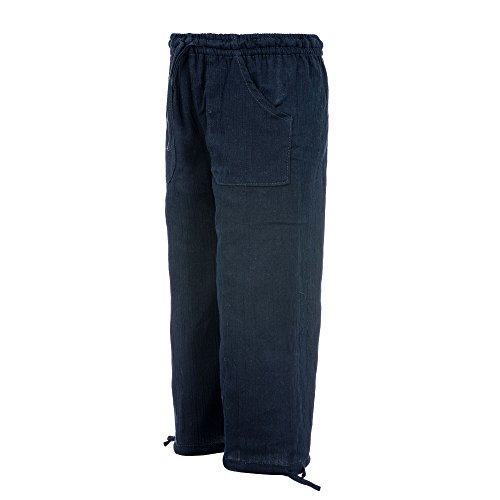 Tumia LAC - Lightweight Childrens Trousers - 100% Cotton - Breathable Comfortable Fabric - Elasticated Drawstring Waist - Navy Blue - Age 2-3