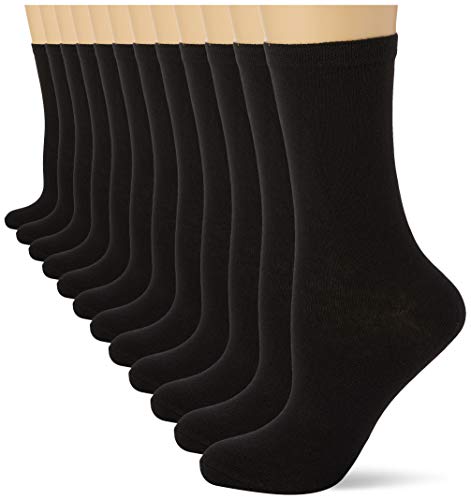 FM London (12-Pack) Boys & Girls School Socks Comfortable Kids Socks with Ergonomic Fit Grey, School Socks Girls & Boys Seamless Socks Children with Durable Design, Black, 9-12 UK