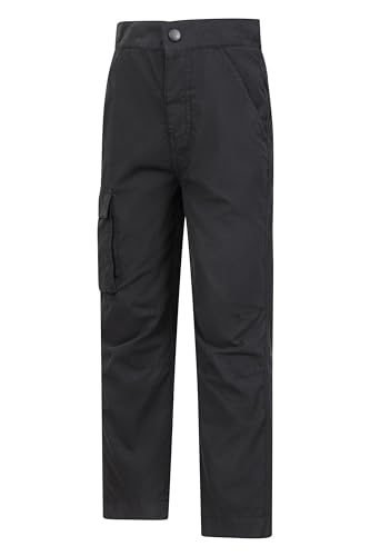 Mountain Warehouse Active Kids Trousers - Lightweight, Fast Drying All Season Pants, Shrink & Fade Resistant Casual Bottoms - for Spring Summer, Travelling, Camping Black 5-6 Years