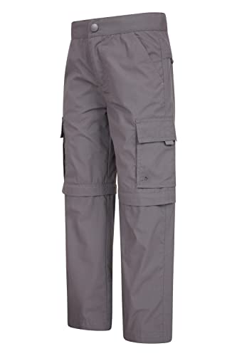 Mountain Warehouse Active Kids Convertible Trousers -Shrink & Fade Resistant Childrens Trousers, Fast Dry, Zip Off Casual Bottoms - for Spring Summer, Camping, Travelling Dark Grey 9-10 Years