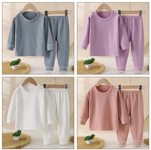 Hikewin Girls Base Layer Long Johns Tops and Trousers Sets hermal Underwear Set Girls' Thermal Sets Purple 3-4Years