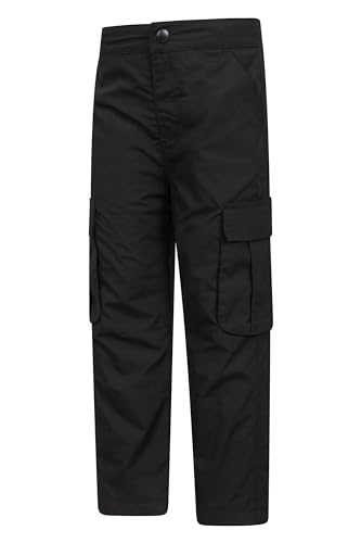 Mountain Warehouse Active Kids Trousers - Lightweight, Fast Drying All Season Pants, Shrink & Fade Resistant Casual Bottoms - for Spring Summer, Travelling, Camping Black 5-6 Years