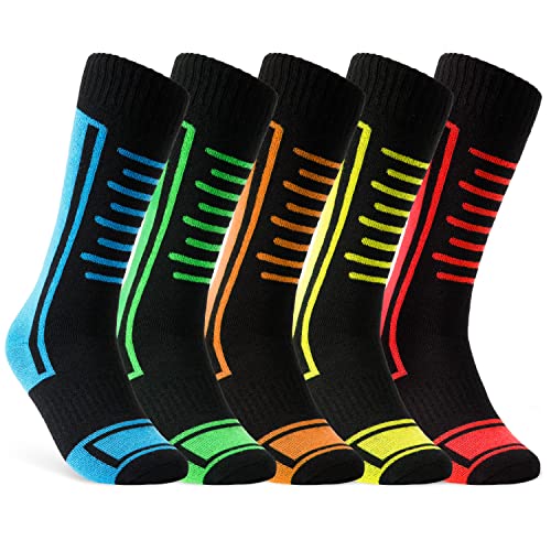 CityComfort Boys Ski Socks Multipack Activewear Warm High Performance Thermal Long Winter Socks for Skiing Snowboarding Hiking Walking Outdoor Activities (Black, 9-12 UK, 3-6 Years)