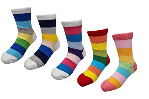 Colourful Baby World Baby Toddlers Kids 5-PACK RAINBOW SOCKS, Age 3-5, Multicoloured