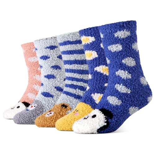 OOPOR Toddler Non Slip Grip Socks - Baby Infant Newborn Kids Children Anti Skid Cute Cozy Cotton Ankle Socks for 0-5 Years Boys Girls