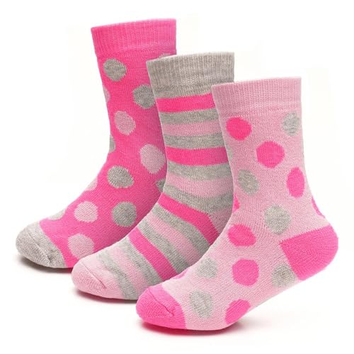A2Z 4 Kids Boys Girls Thermal Socks Winter Warmth Insulated - Socks AZ358 Pink 3 Pack 3-6 (9-12)