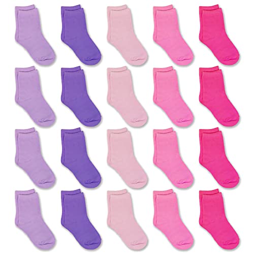 GENTABY Kids Boys Girls Toddler Socks - Multipack Baby Socks for Kids Home Hiking Socks 2-4 Years - 20 Pairs Elastic Mid Cut Socks Shoe Size 7-9