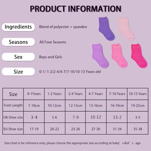 GENTABY Kids Boys Girls Toddler Socks - Multipack Baby Socks for Kids Home Hiking Socks 2-4 Years - 20 Pairs Elastic Mid Cut Socks Shoe Size 7-9