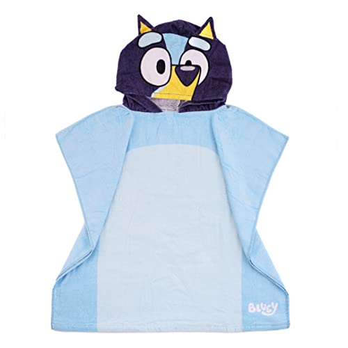 BLUEY Poncho Towel for Kids | One Size Hooded Bath Towelling Robe for Girls and Boys | Beach Swim Cover Up for Children and Toddlers