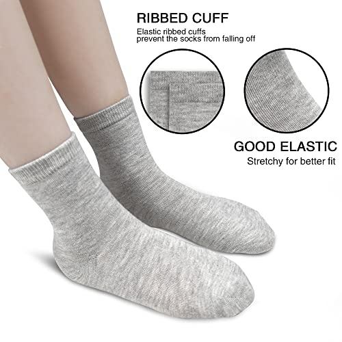GENTABY Socks Boys Black White Gray Elastic Kids Sports Socks for 7-10 Years 15 Pairs Girls Toddler Socks Size 9-12/12-3