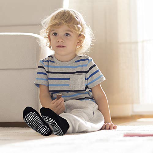 ELUTONG Toddler Socks Non Slip Socks Kids Baby Boys Girls 12 Pairs Anti Skid Socks For 1-3 Years