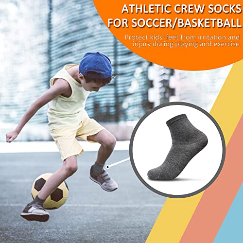 GENTABY Socks Boys Black White Gray Elastic Kids Sports Socks for 7-10 Years 15 Pairs Girls Toddler Socks Size 9-12/12-3