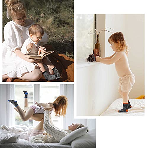 TRAMLE Boys Striped Cotton Socks - 12 Pairs Breathable Cotton Socks for Toddler Kids Boys or Girls （5-7 Years Old） with Striped Designed