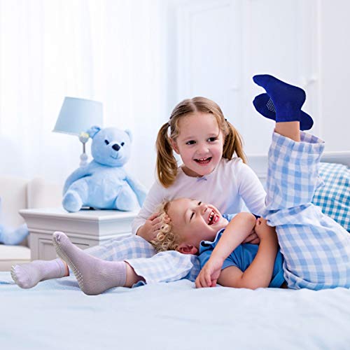 ELUTONG Toddler Socks Non Slip Socks Kids Baby Boys Girls 12 Pairs Anti Skid Socks For 1-3 Years