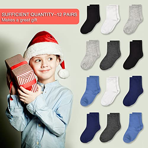 GENTABY Socks Boys Black White Gray Elastic Kids Sports Socks for 7-10 Years 15 Pairs Girls Toddler Socks Size 9-12/12-3