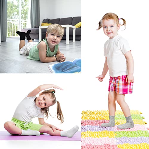 GENTABY Socks Boys Black White Gray Elastic Kids Sports Socks for 7-10 Years 15 Pairs Girls Toddler Socks Size 9-12/12-3