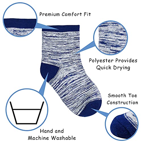 TRAMLE Boys Striped Cotton Socks - 12 Pairs Breathable Cotton Socks for Toddler Kids Boys or Girls （5-7 Years Old） with Striped Designed
