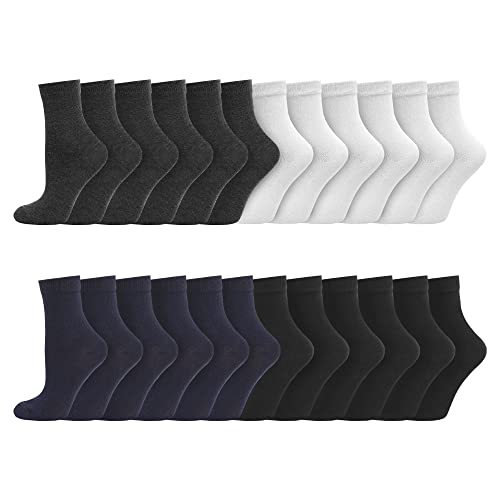 Boys Girls Childrens Kids Back to School 12 Pairs Cotton Rich Plain Ankle School Socks Sizes 0-2½, 3-5½, 6-8½, 9-12, 12½-3½, 4-5½ (4-6y - 9-12 Jnr, Black)