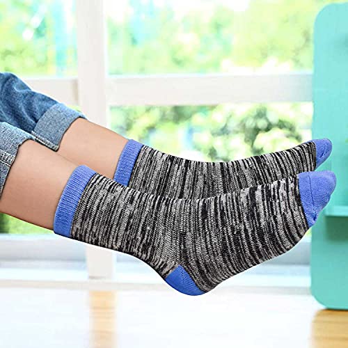 TRAMLE Boys Striped Cotton Socks - 12 Pairs Breathable Cotton Socks for Toddler Kids Boys or Girls （5-7 Years Old） with Striped Designed