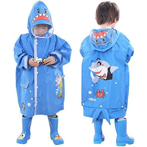 Hovkib Kids Raincoat for Girls Boys Rain Jacket 3D Cartoon Rain Poncho Children Toddler Waterproof Rain Wear Reusable Rainproof Cape 2-10 Years