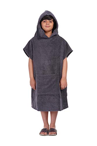 ALLEN & MATE Hooded Towel Poncho for Kids, 100% Cotton Changing Robe