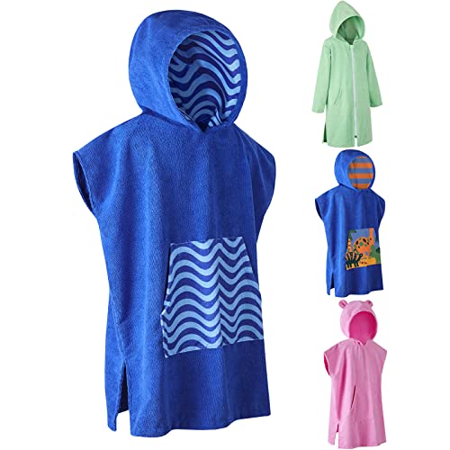 DiaryLook Kids Swimming Changing Robe with Hood, Beach Poncho Towel with Pockets Boys & Girls Quick Dry, Bath Robe, Surfing, Watersports Childrens Gifts