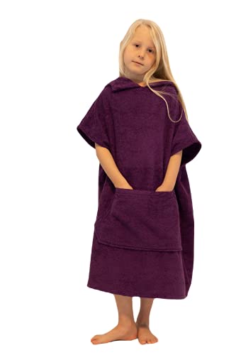 ALLEN & MATE Hooded Towel Poncho for Kids, 100% Cotton Changing Robe