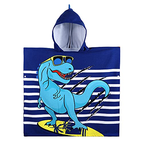 KAKU NANU Kids Poncho Hooded Towels, Exquisite Pattern Beach Swimming Bath Towels with Hood for Boys Girls Children