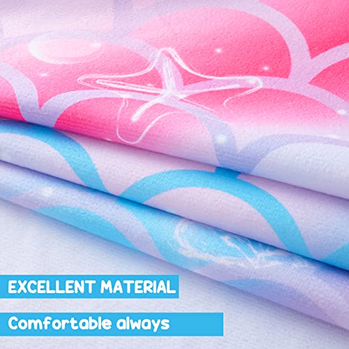 WERNNSAI Mermaid Kids Beach Towel - Hooded Towel Wrap 27" x 27" Kids Hooded Poncho Sand Free Beach Towel for Girls Bath Pool Quick Dry Soft Kids Bath Towel for Travel Shower Swim Microfiber