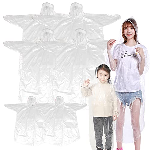 6PCS Disposable Rain Ponchos, BDSHUNBFPoncho Waterproof, Light Weight Rain Poncho with Drawstring Hood for Women Men Kids Emergency Raincoat for Hiking Camping Travel Outdoor Activities