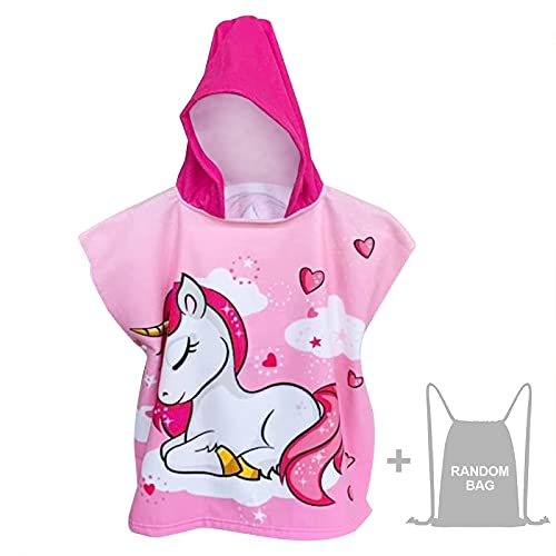 JORAKI Unicorn Kids Hooded Towel Poncho for Kids Beach Towel Swimming Pool Bath Towel Surfing Towel Microfibre Ultra Soft and Absorbent Bathrobe for Boys Girls Children Toddler 2-8 Years Old